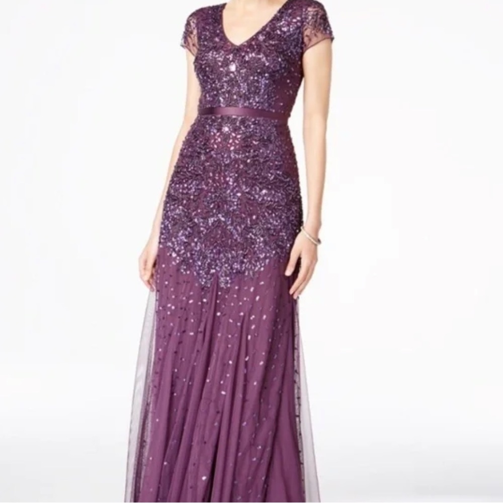 Designer gown! Adrianna Papell Cap-Sleeve Embellished Gown NWT, never opened bag